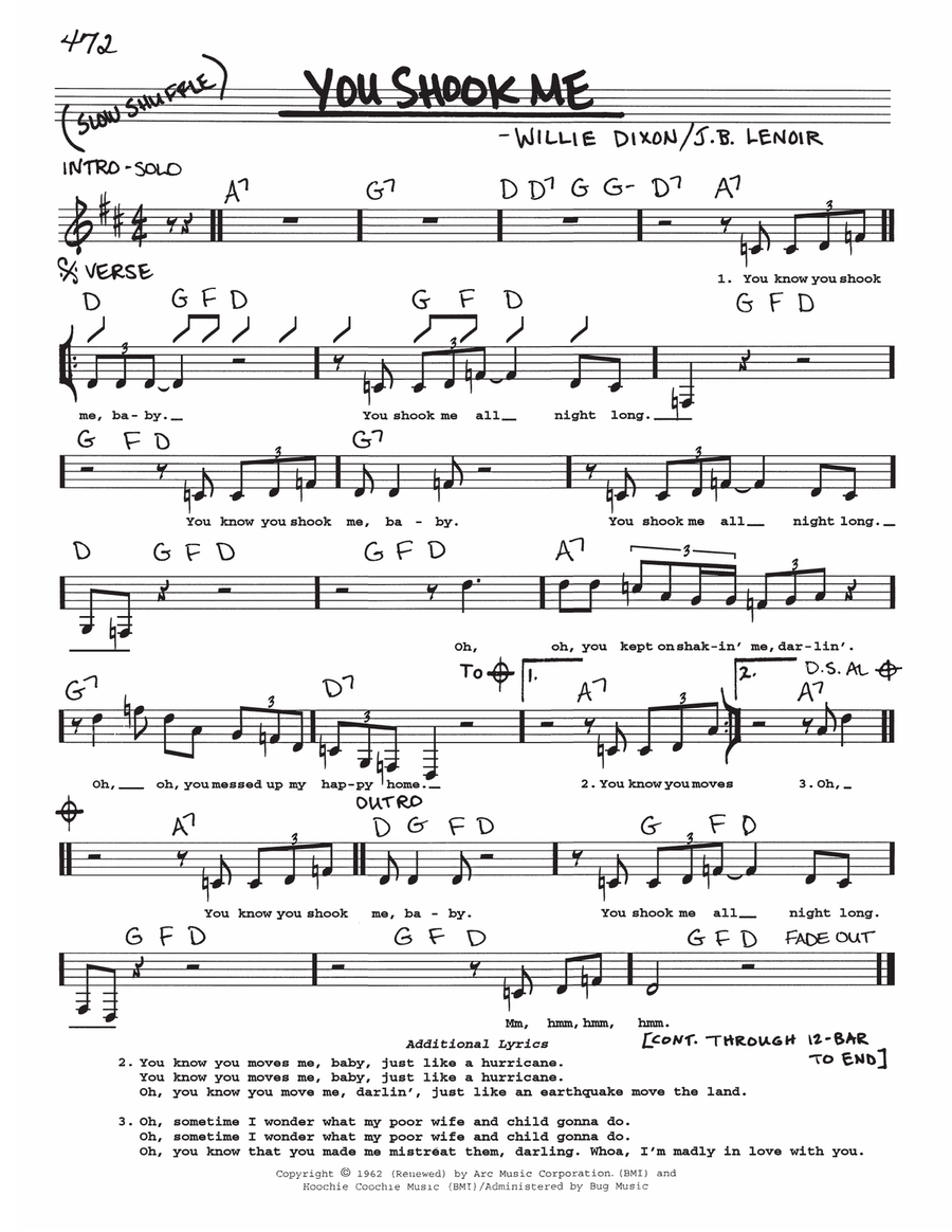 You Shook Me Voice scores gallery preview page 1