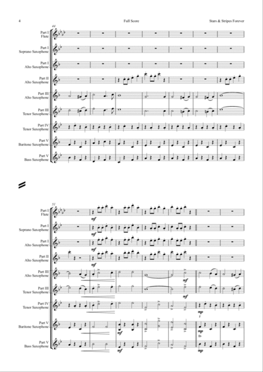Stars and Stripes forever - Sousa - Saxophone Quintet Saxophone Quintet scores gallery preview page 4