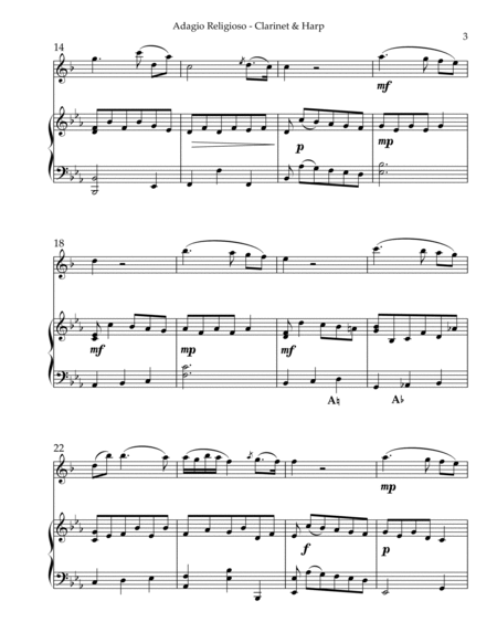 Adagio Religioso, K622, Duet for Bb Clarinet & Pedal Harp image number null