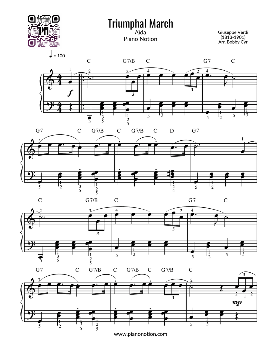 Triumphal March from Aïda - Giuseppe Verdi (Easy Piano)