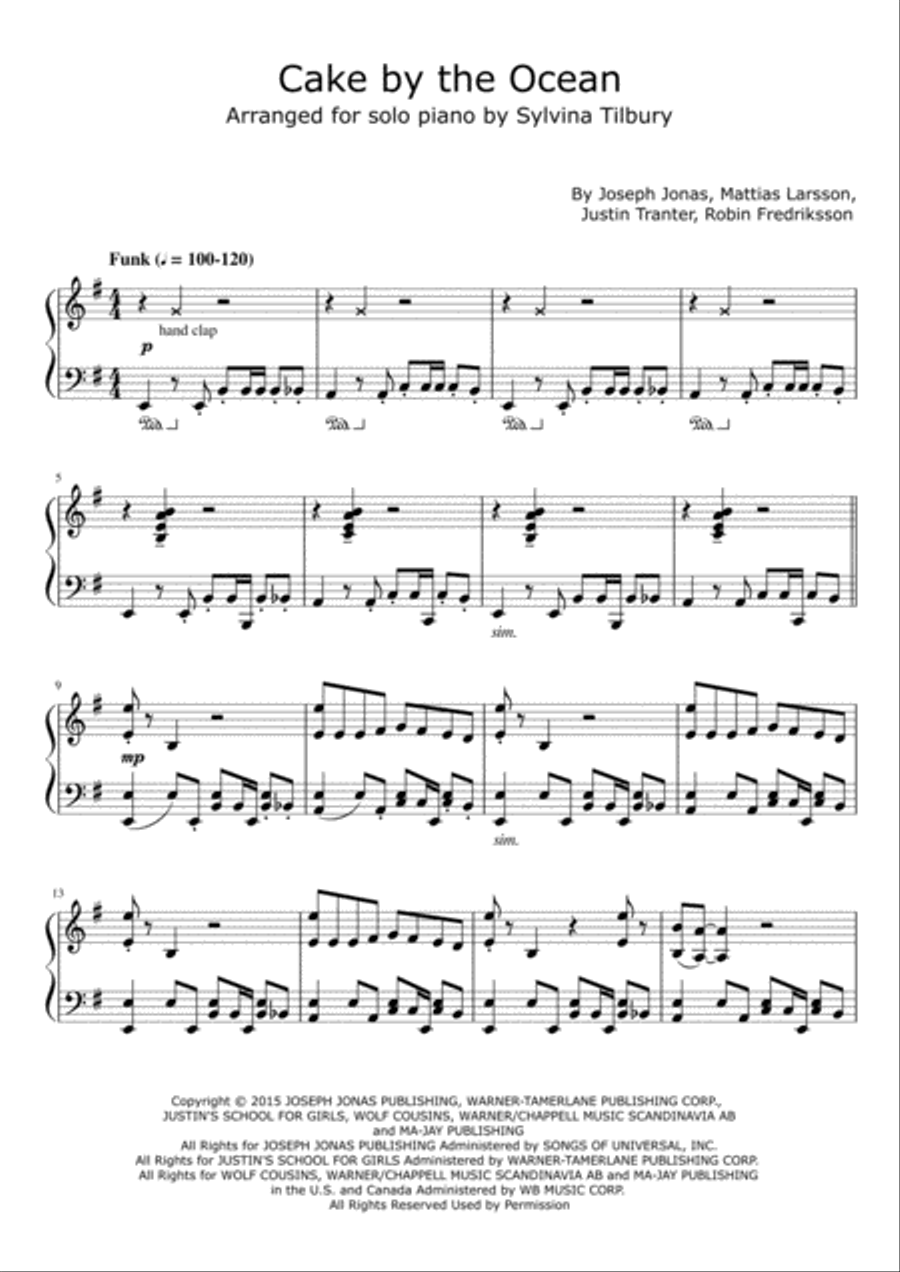 Cake By The Ocean Piano Solo scores gallery preview page 1