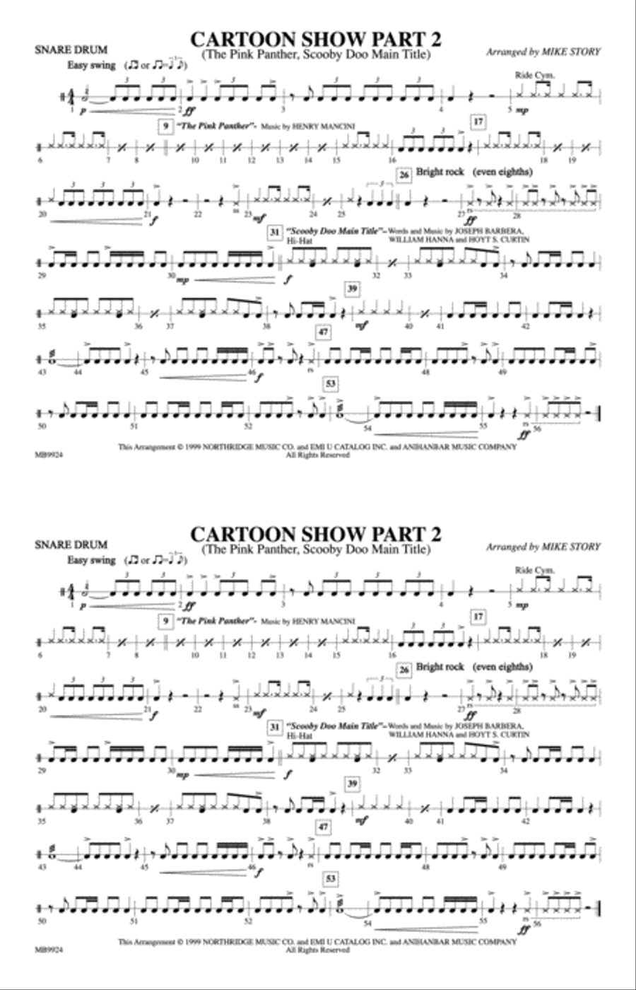 Cartoon Show, Part 2: Snare Drum Marching Band scores gallery preview page 1