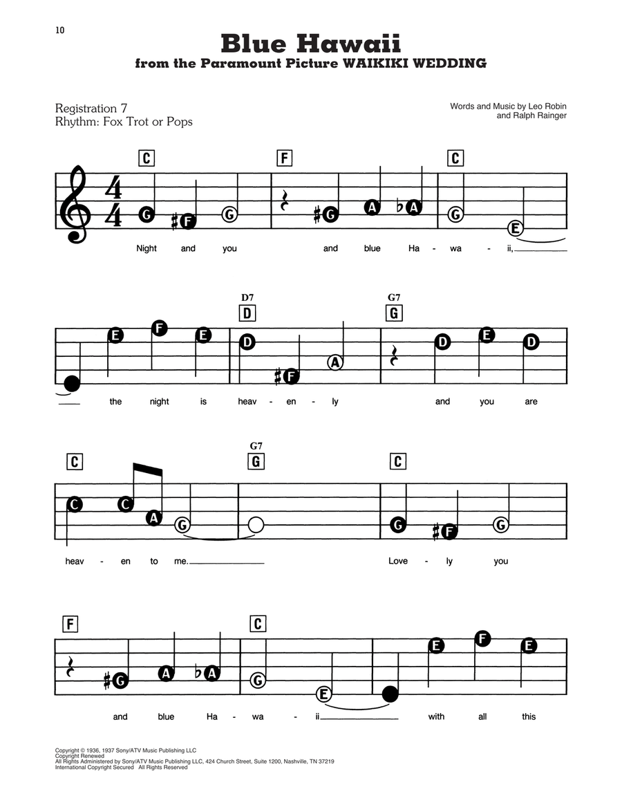 Blue Hawaii Electronic Keyboard scores gallery preview page 1