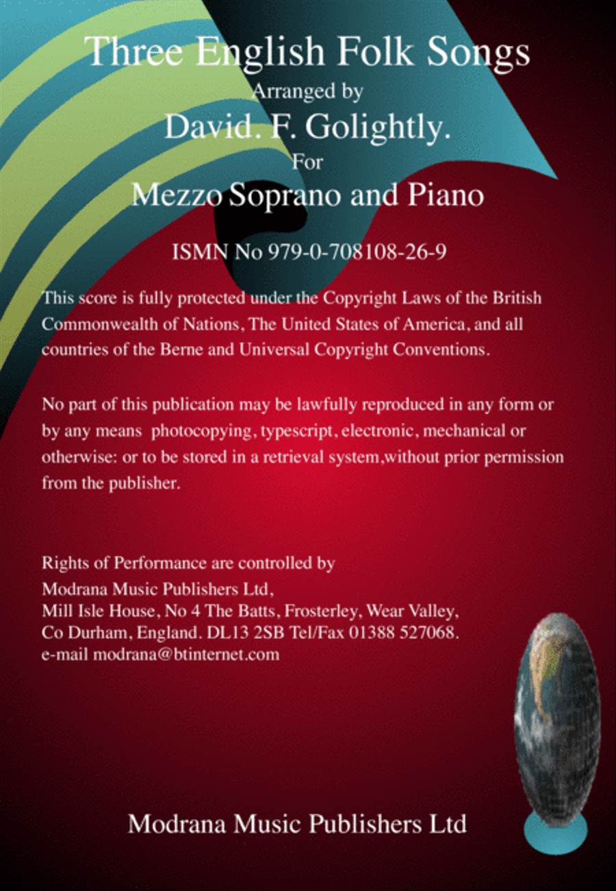 Three English Folk Songs for Mezzo Soprano and Piano Mezzo-Soprano Voice scores gallery preview page 3