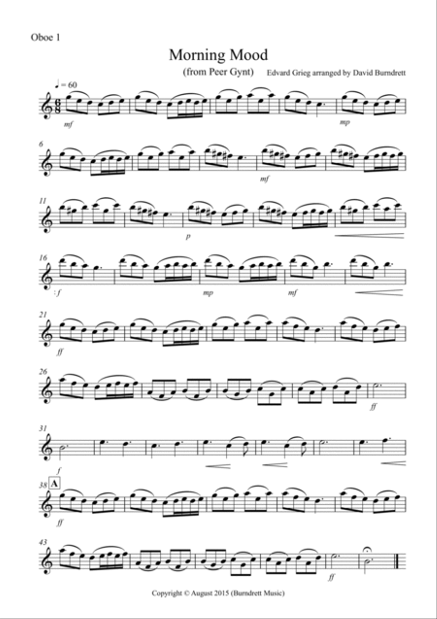 Morning Mood (from Peer Gynt) for Double Reed Quartet Woodwind Trio scores gallery preview page 3
