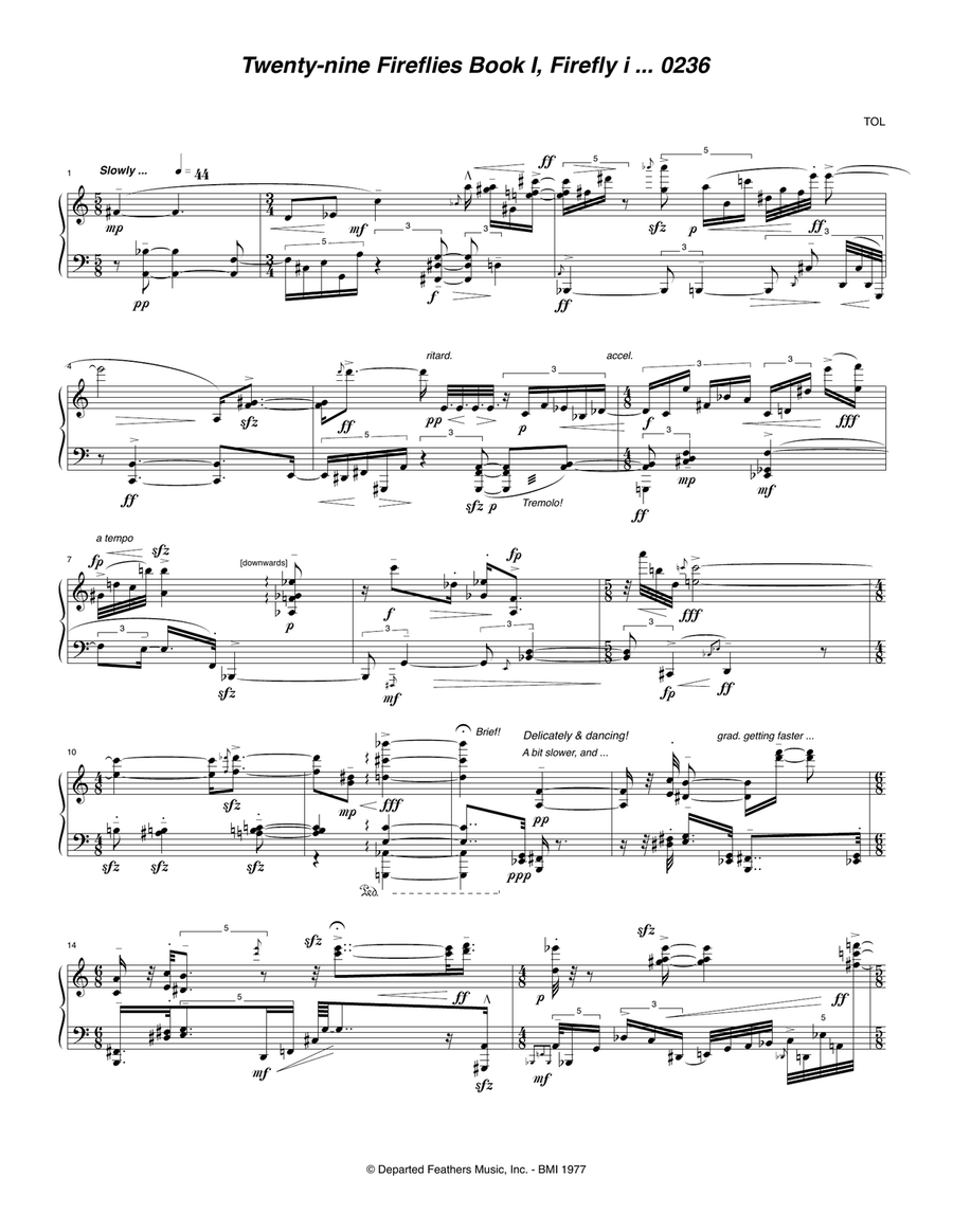Twenty-nine Fireflies Book I, Firefly i 0236 Piano Solo scores gallery preview page 1