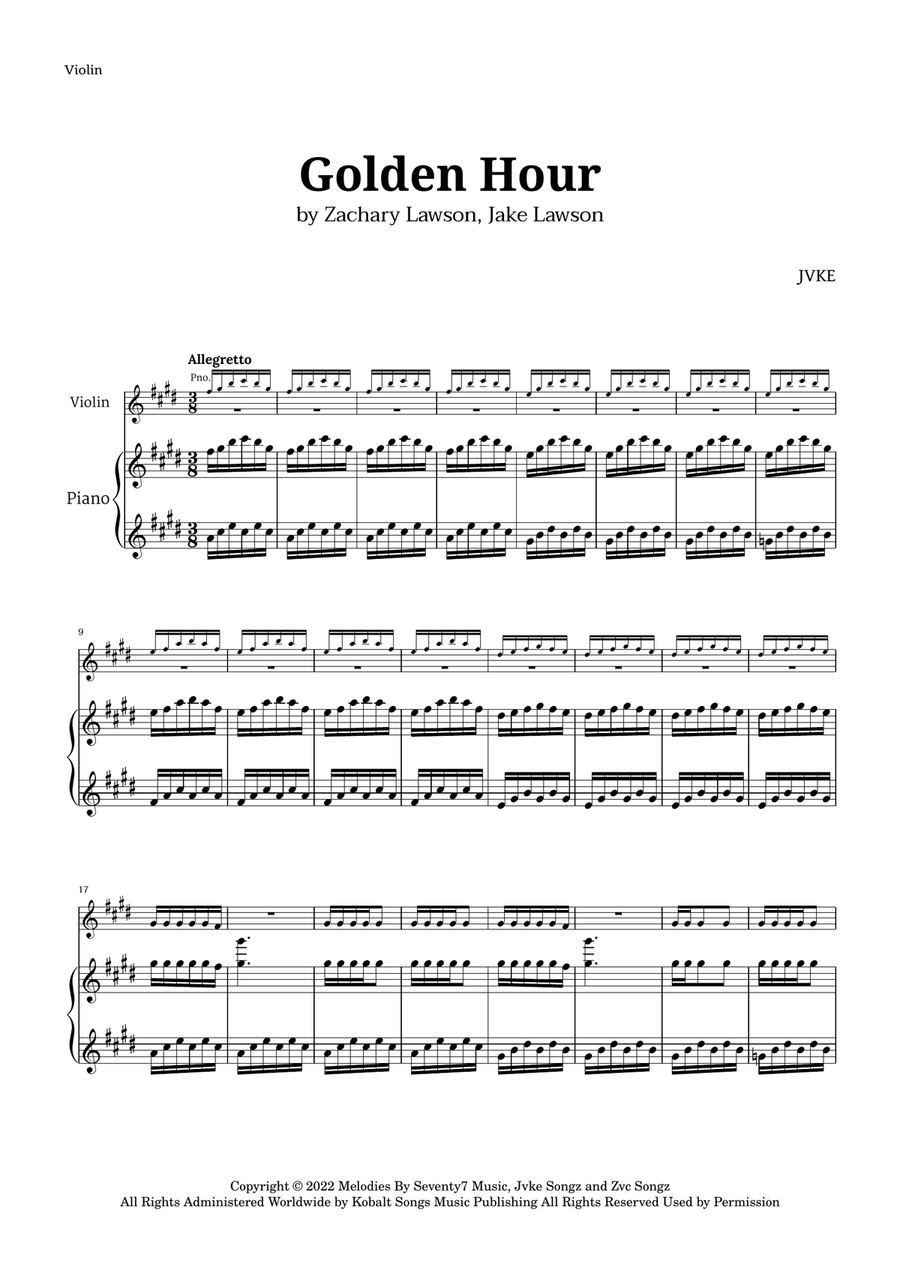 Golden Hour Violin Solo scores gallery preview page 1