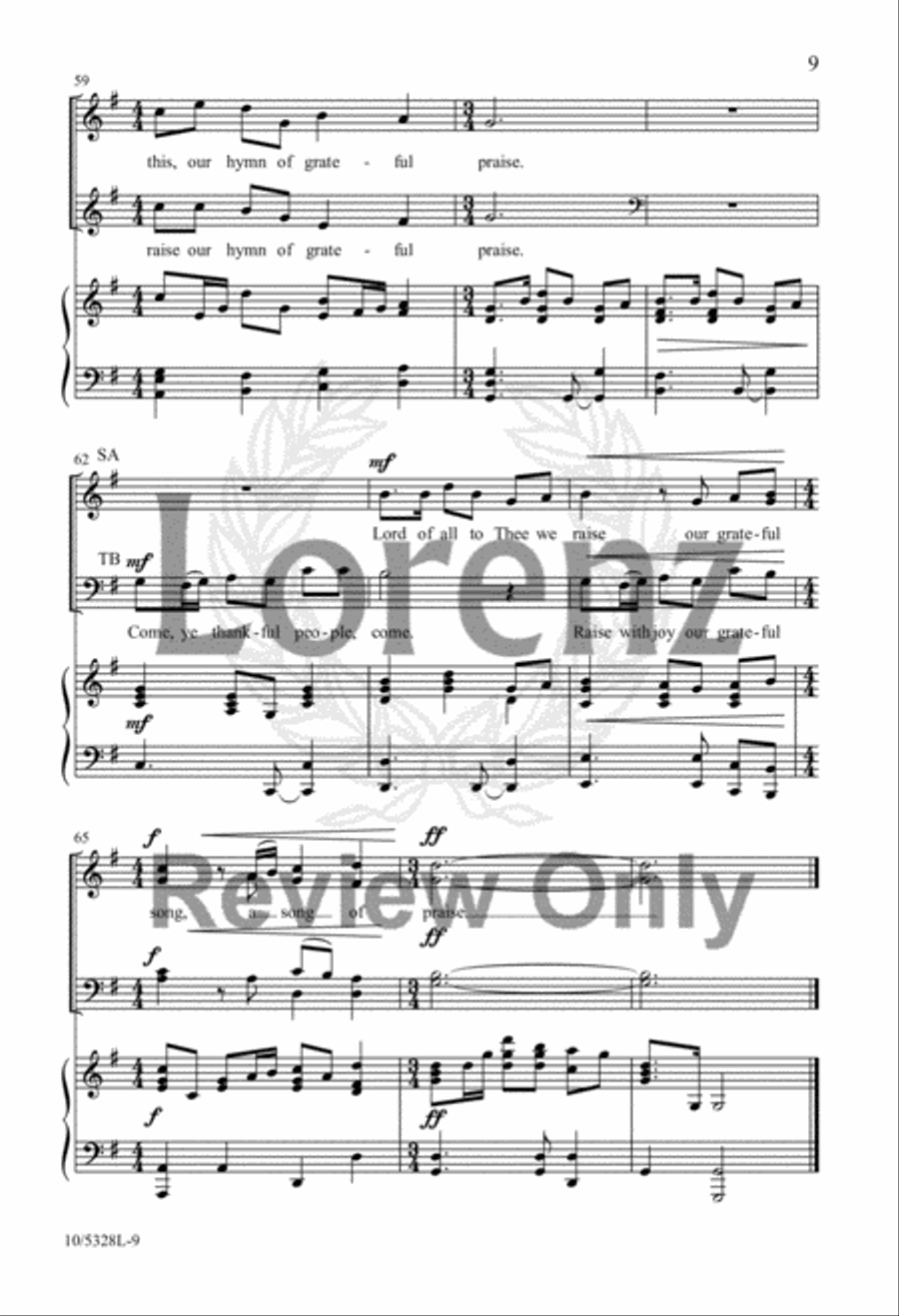 Come, Ye Thankful for the Beauty 4-Part scores gallery preview page 8