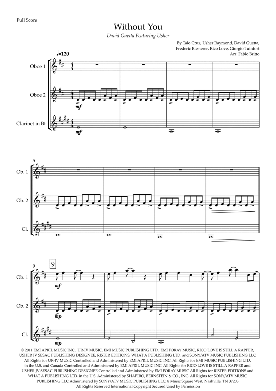 Without You Woodwind Trio scores gallery preview page 1