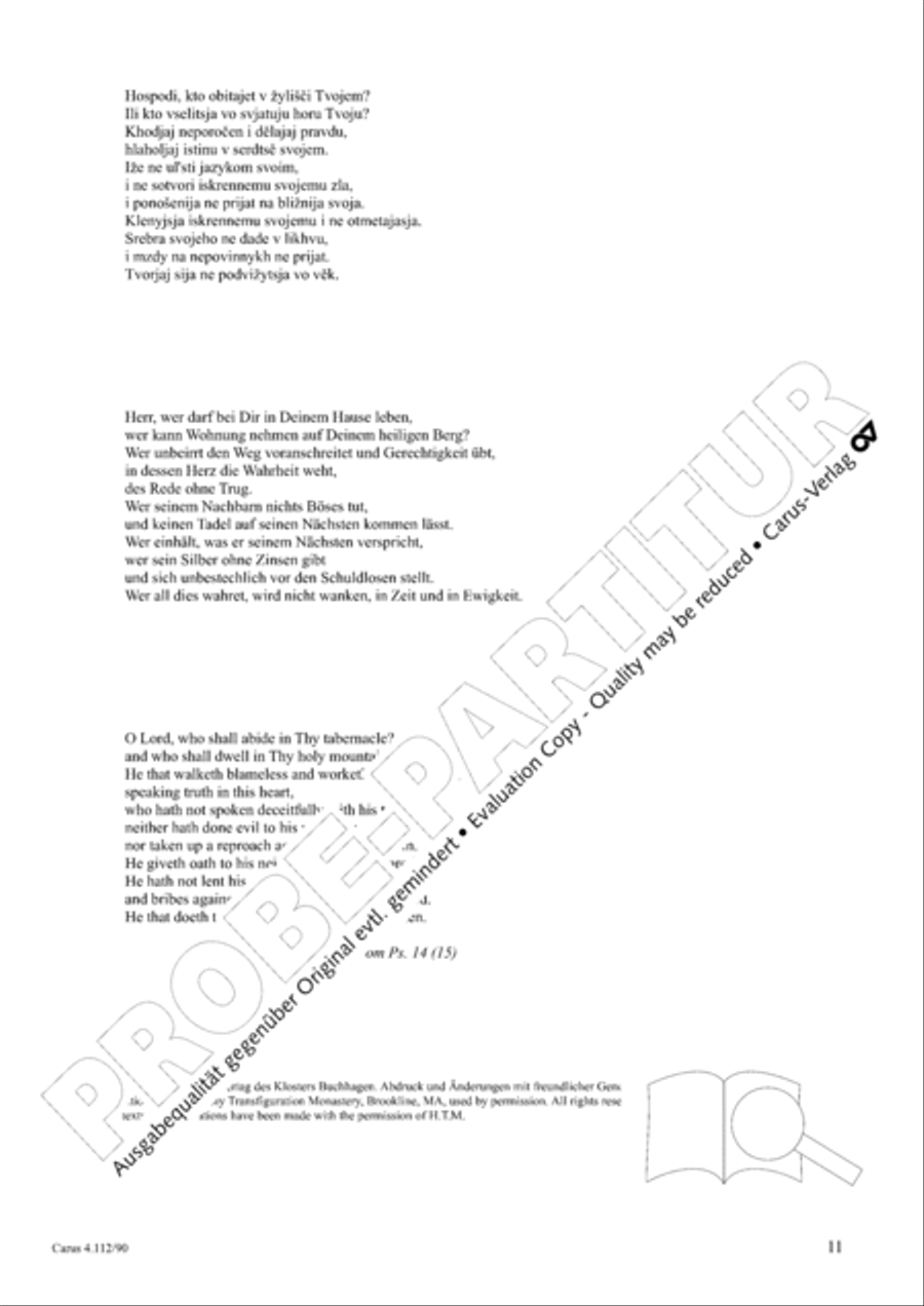 O Lord, who shall abide in Thy tabernacle? (Hospodi, kto obitajet v zylisci Tvojem) 4-Part scores gallery preview page 12