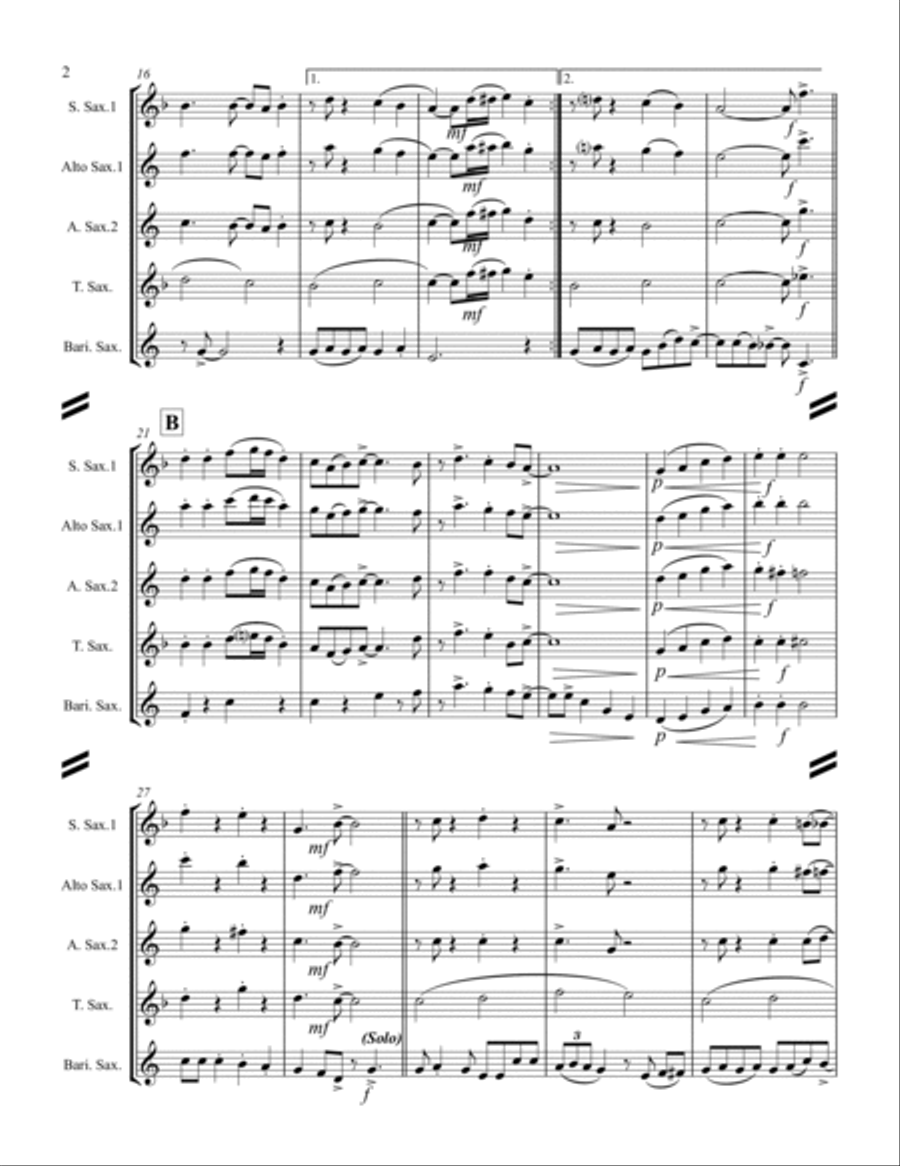 Rudolph The Red-nosed Reindeer Saxophone Quartet scores gallery preview page 3
