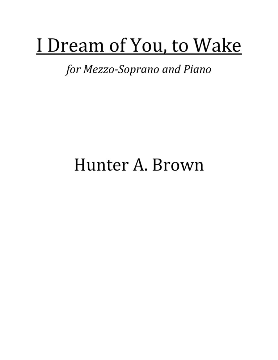 I Dream of You, to Wake (Mezzo-Soprano and Piano) Mezzo-Soprano Voice scores gallery preview page 1