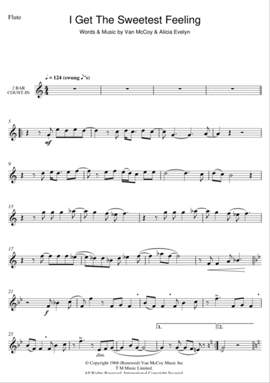 I Get The Sweetest Feeling Flute Solo scores gallery preview page 1