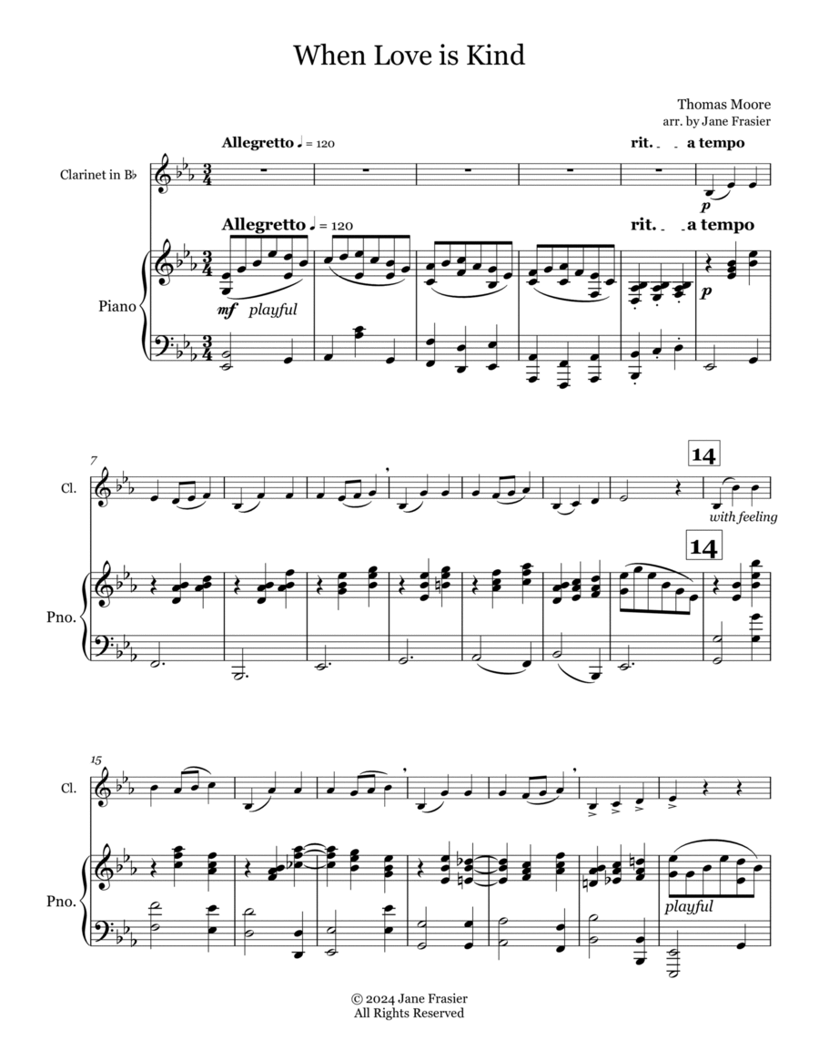 When Love is Kind Clarinet Solo scores gallery preview page 1