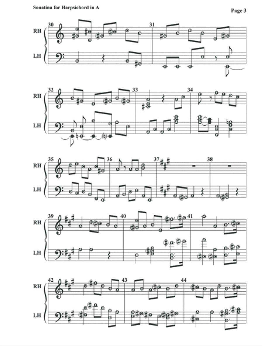 Sonatina for Harpsichord in A Major No. 1 Harpsichord scores gallery preview page 3