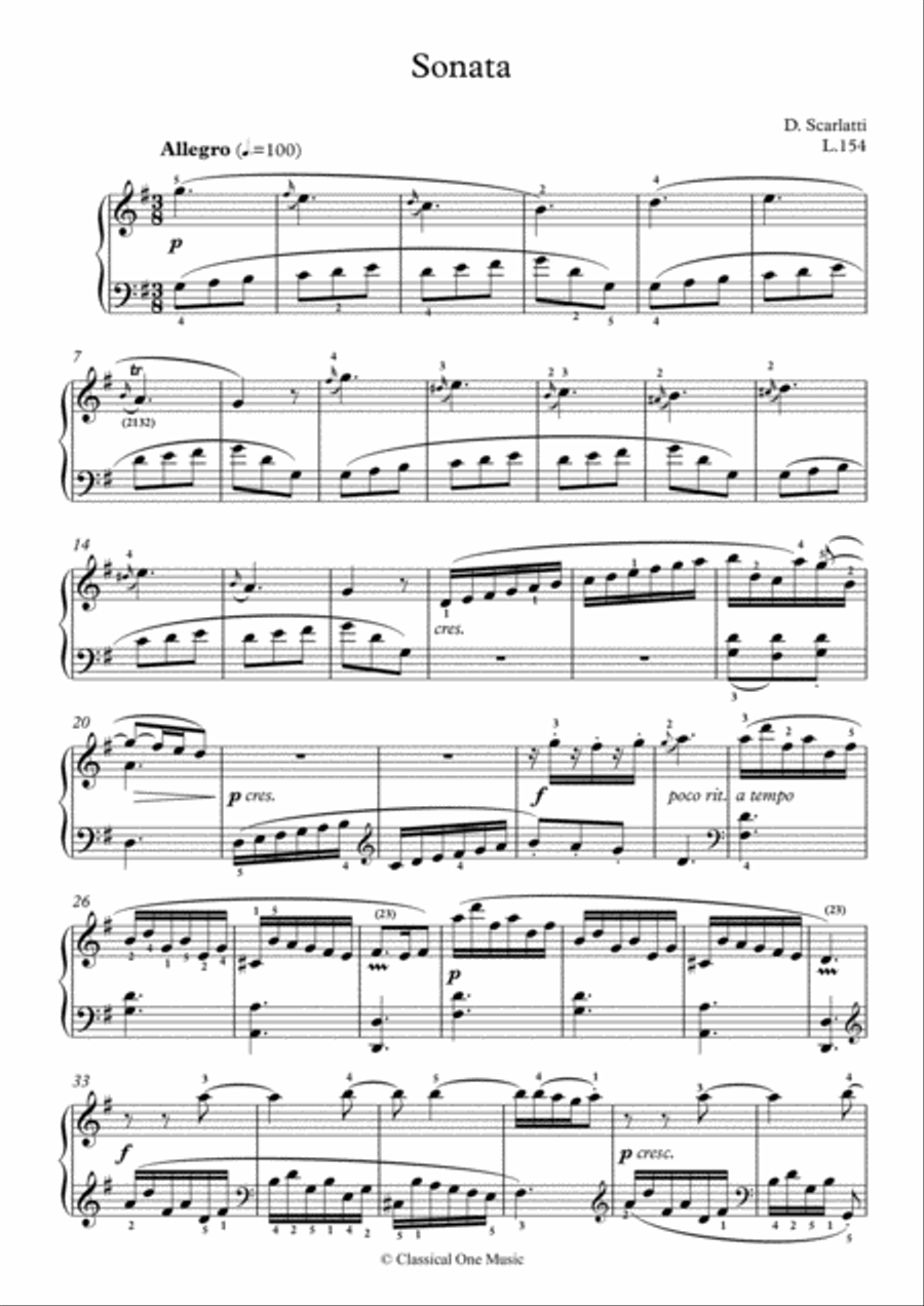 Scarlatti-Sonata in G-Major L.154 K.235(piano) Piano Solo scores gallery preview page 2