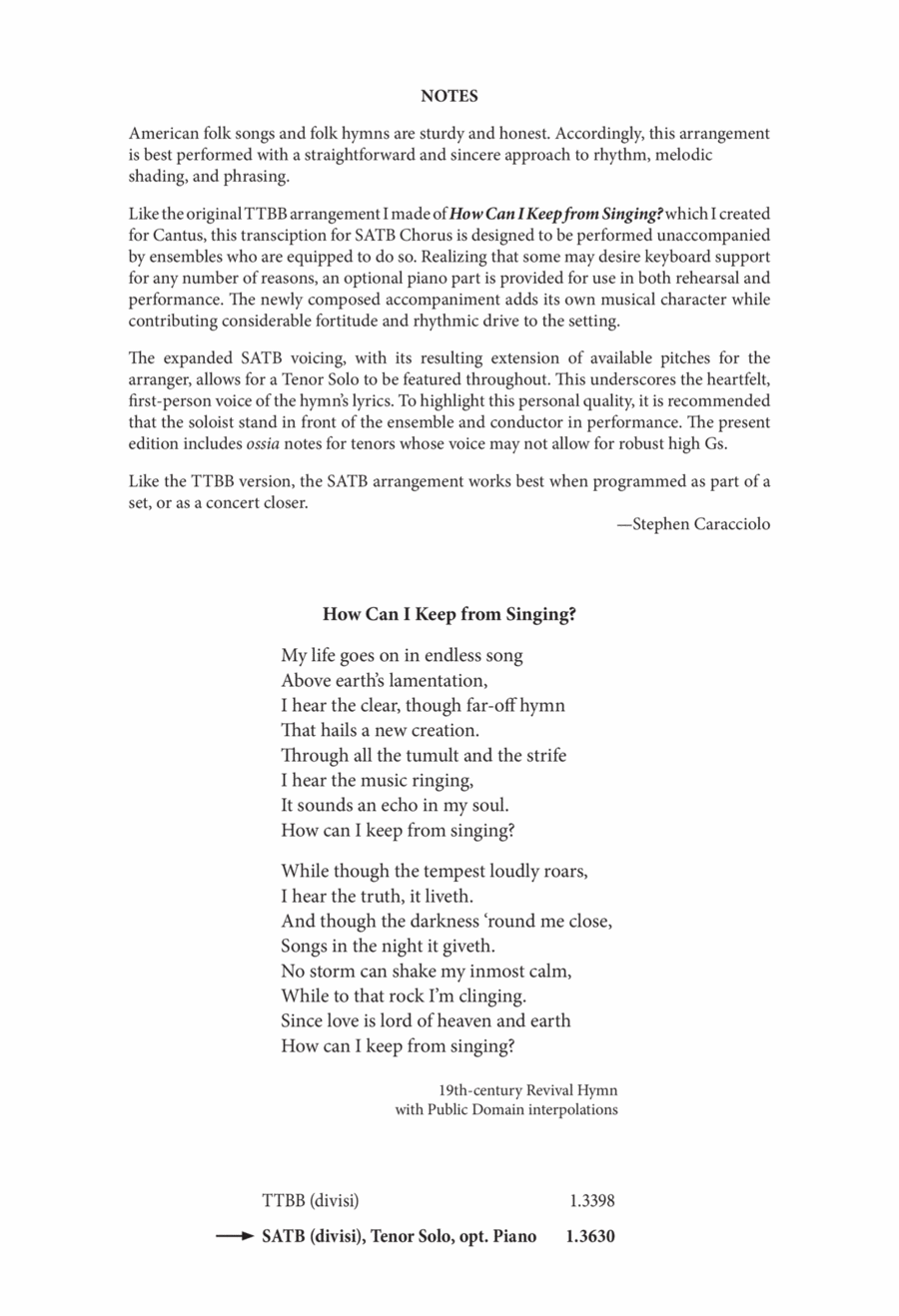 How Can I Keep from Singing? Divisi scores gallery preview page 1