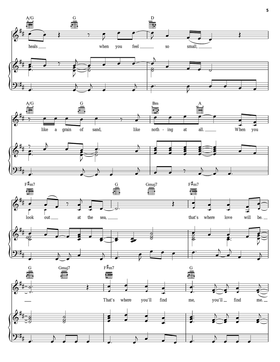 Love Heals Love Heals Piano, Vocal, Guitar scores gallery preview page 5