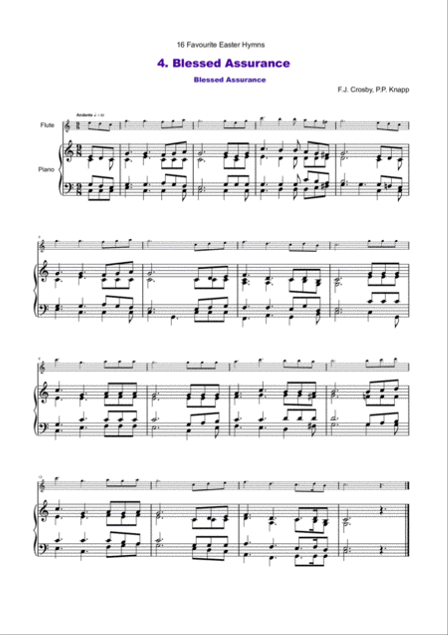 16 Favourite Easter Hymns for Solo Flute and Piano Flute Solo scores gallery preview page 5