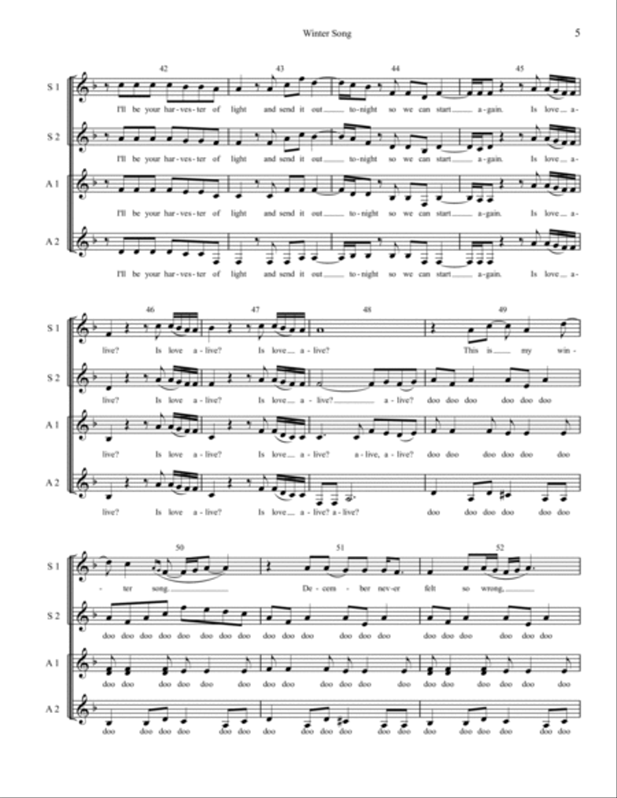 Winter Song SSAA scores gallery preview page 5