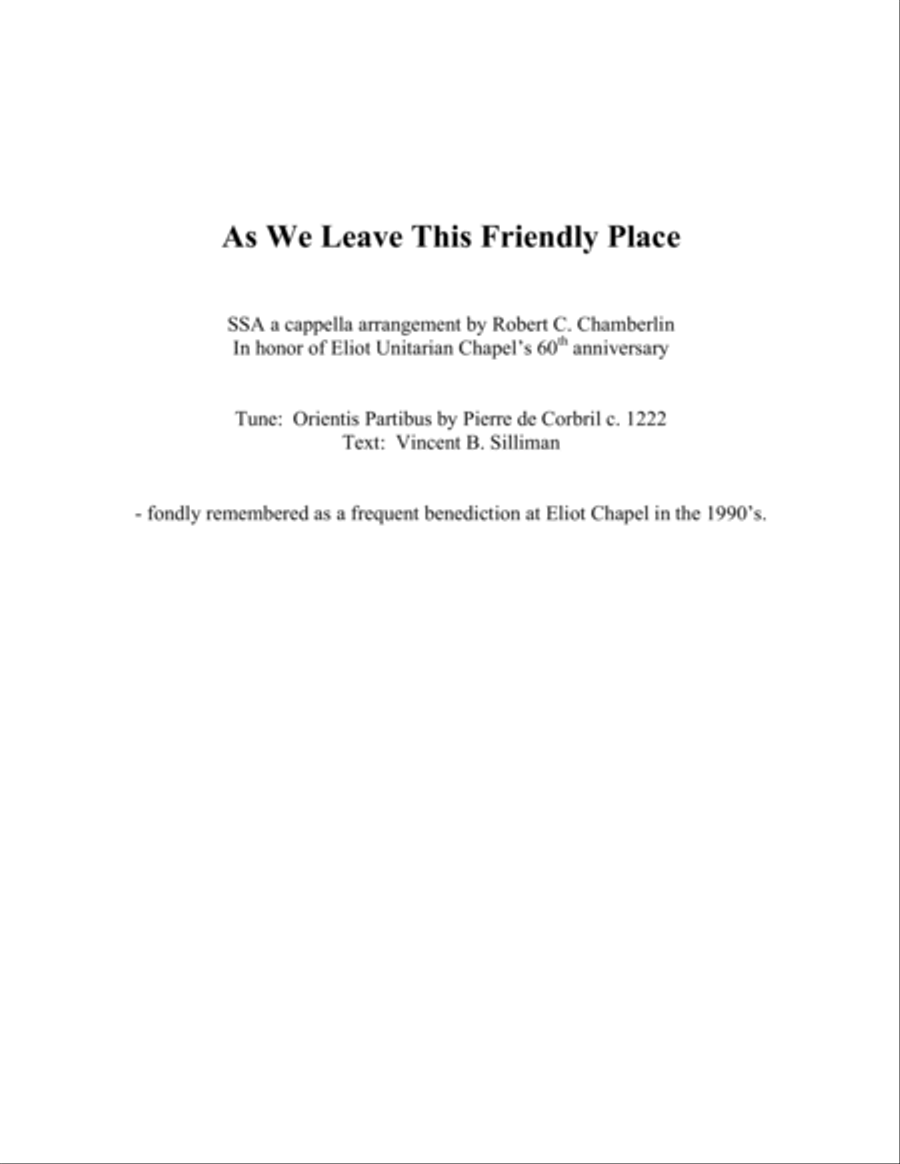 As We Leave This Friendly Place (SSA a cappella) SSA scores gallery preview page 1