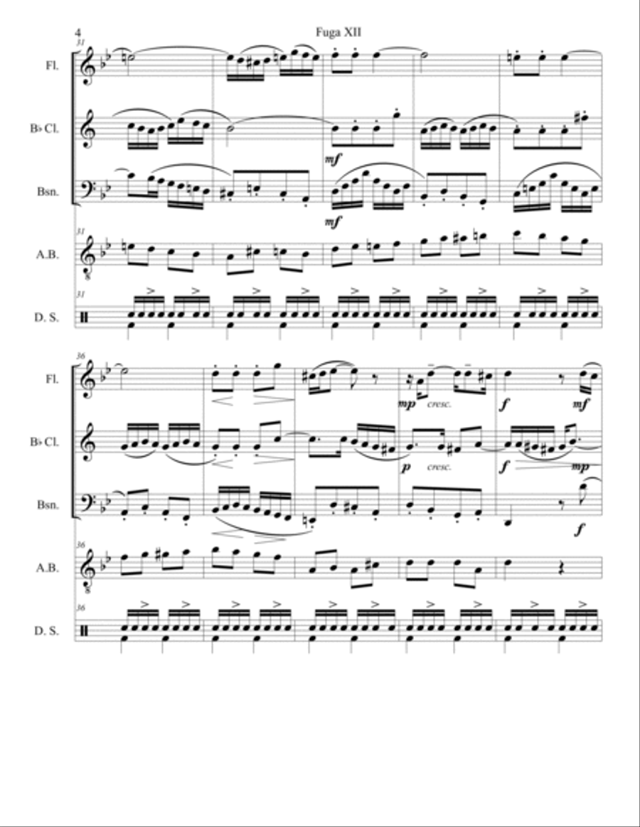 Fuga XII Well-tempered clavier book 1 Jazz Ensemble scores gallery preview page 4