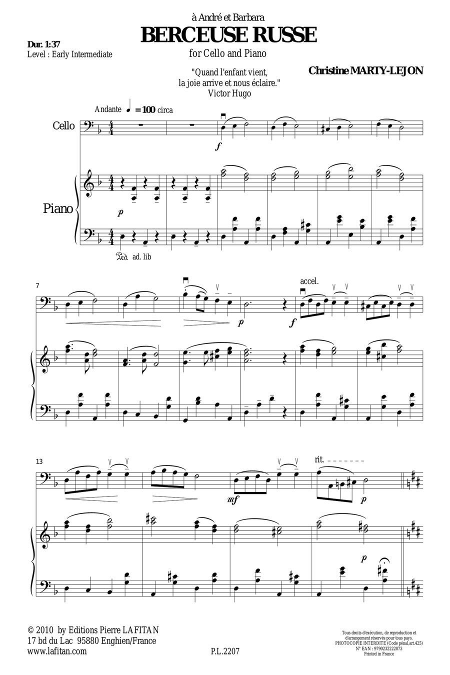 BERCEUSE RUSSE Piano scores gallery preview page 2