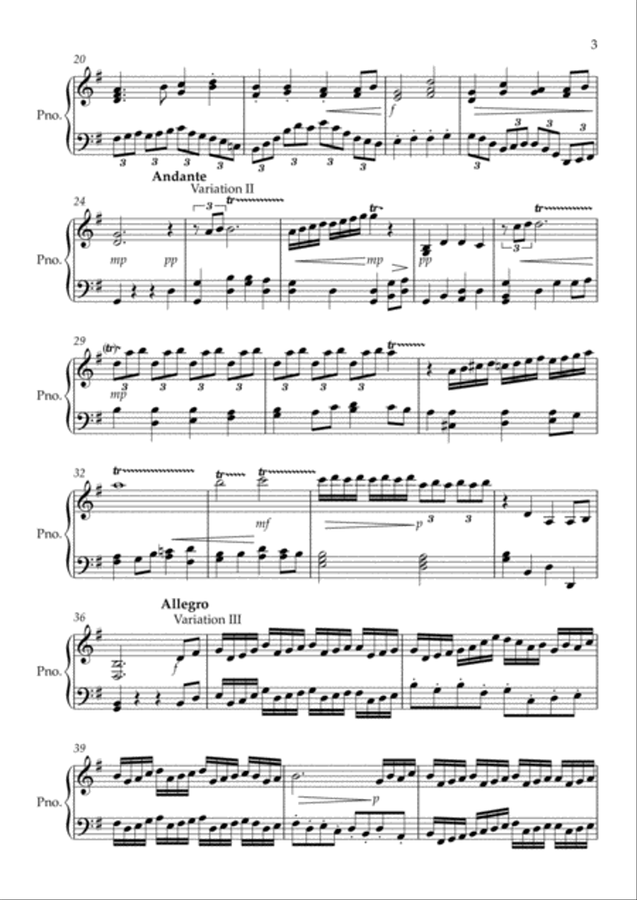 Piano variations on a folk song 