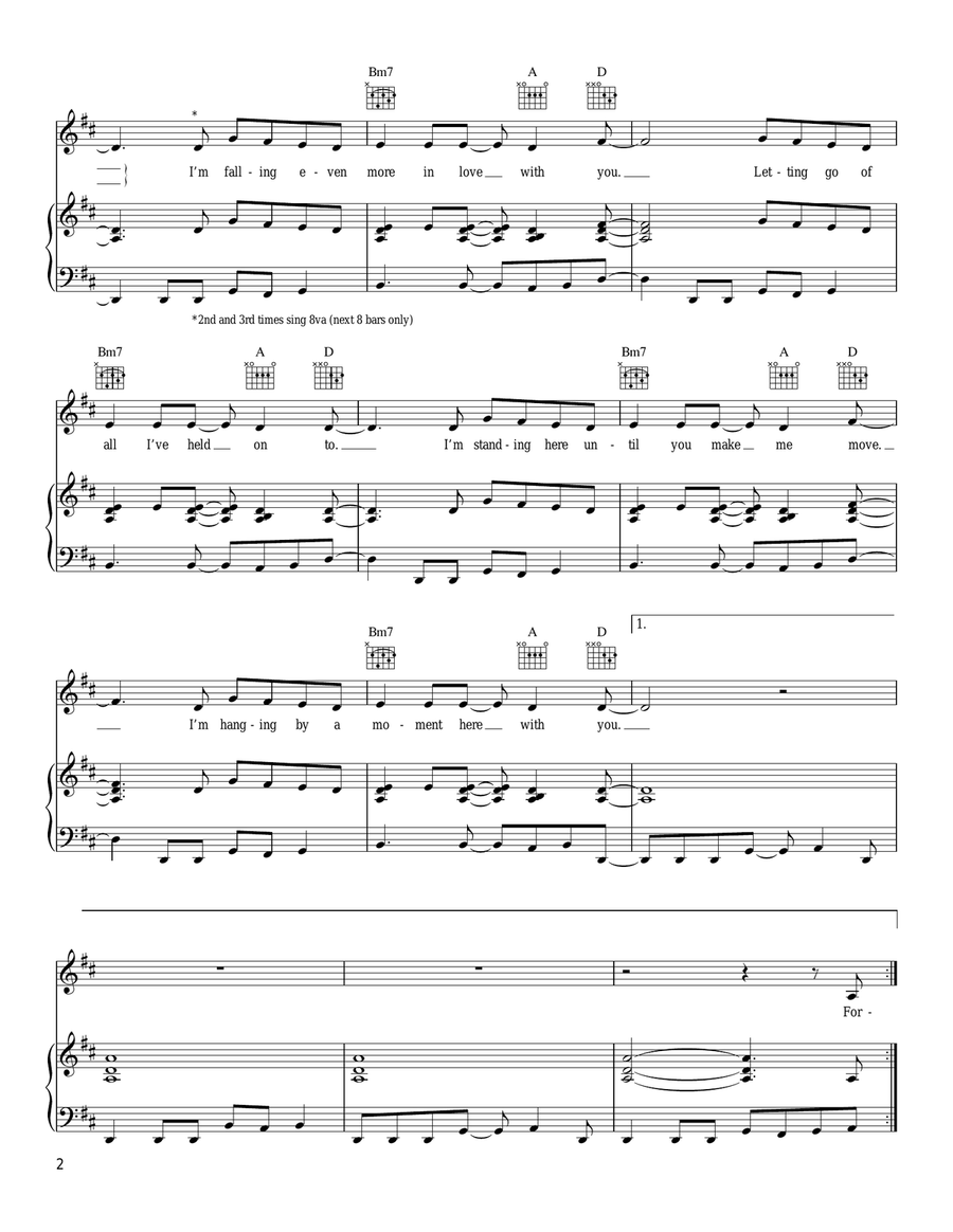 Hanging By A Moment Acoustic Guitar scores gallery preview page 2
