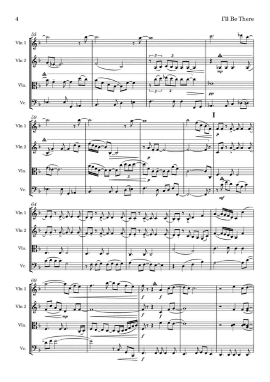 I'll Be There String Quartet scores gallery preview page 4