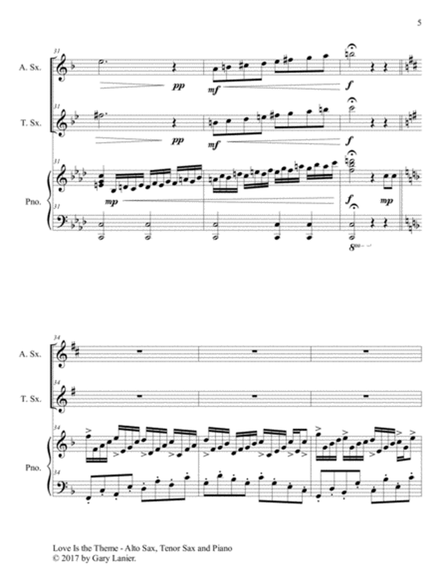 LOVE IS THE THEME (Trio – Alto Sax, Tenor Sax & Piano with Score/Parts) image number null
