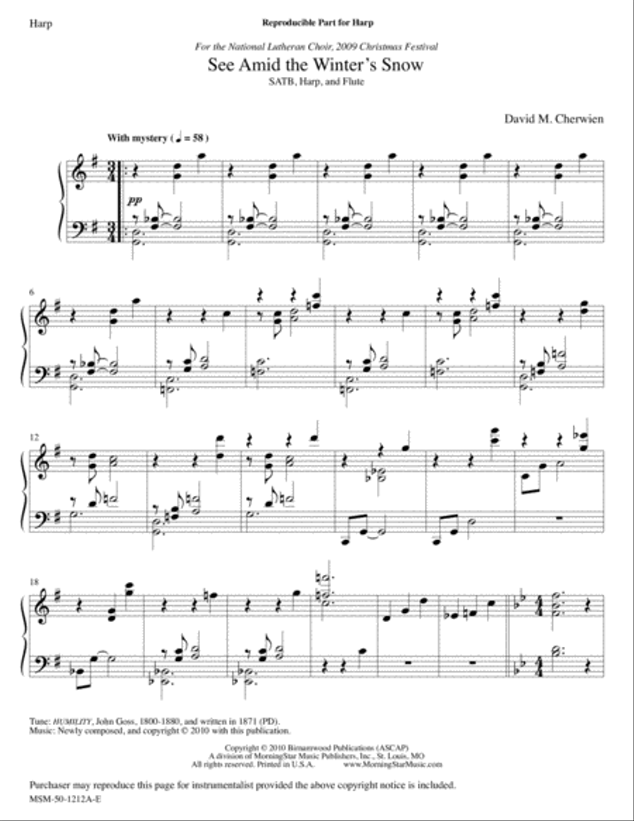 See Amid the Winter's Snow (Downloadable Flute/Harp Parts) Choir scores gallery preview page 2