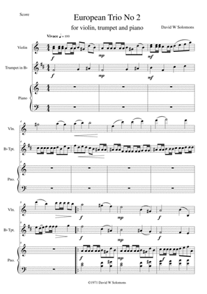 Book cover for European Trio No.2 for trumpet, violin and piano
