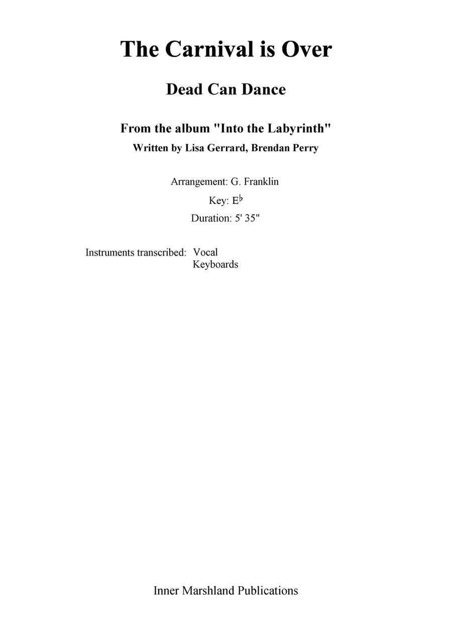 Carnival Is Over Piano, Vocal scores gallery preview page 1
