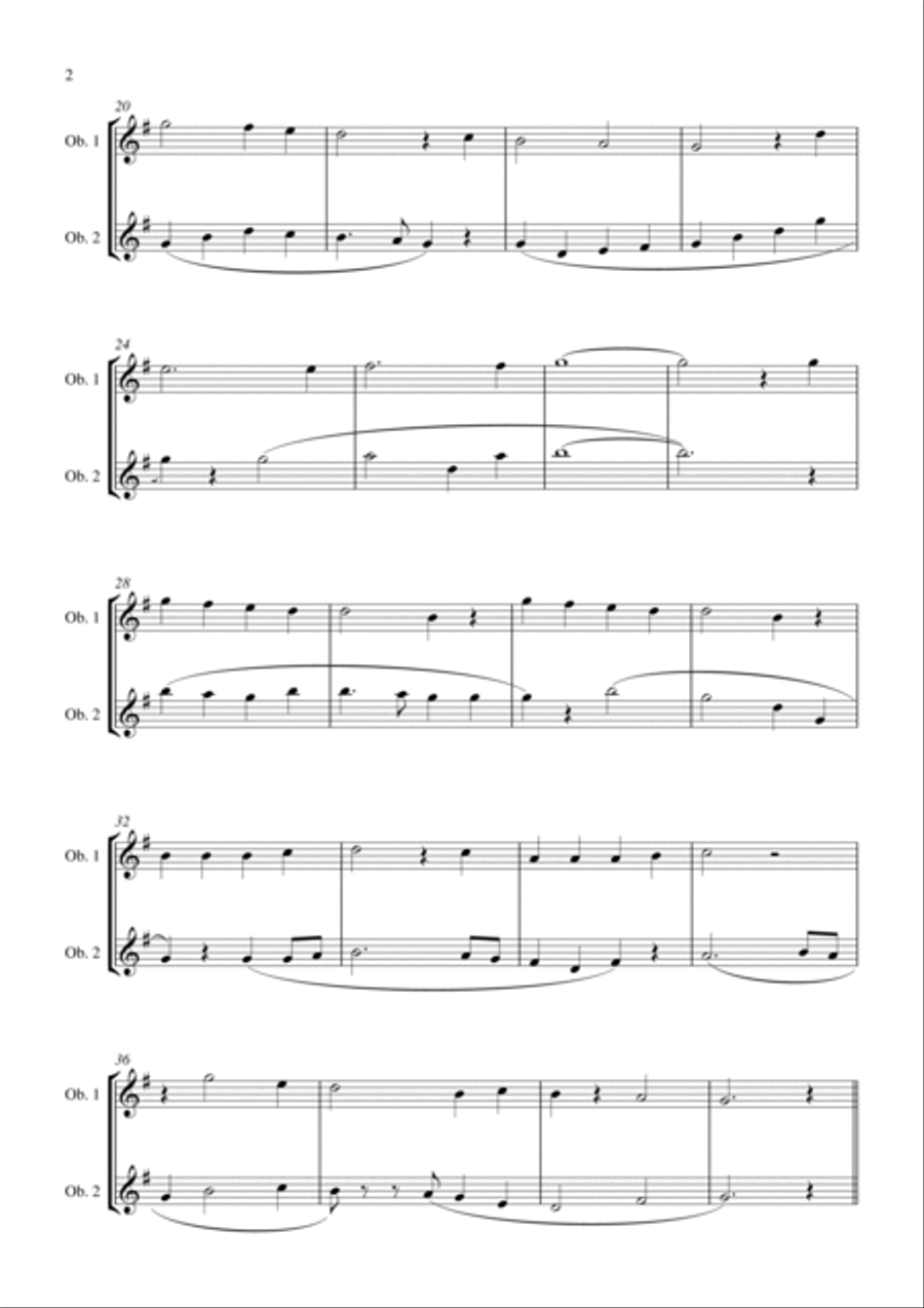 Joy to the World (for oboe duet, suitable for grades 1-5) Woodwind Duet scores gallery preview page 2