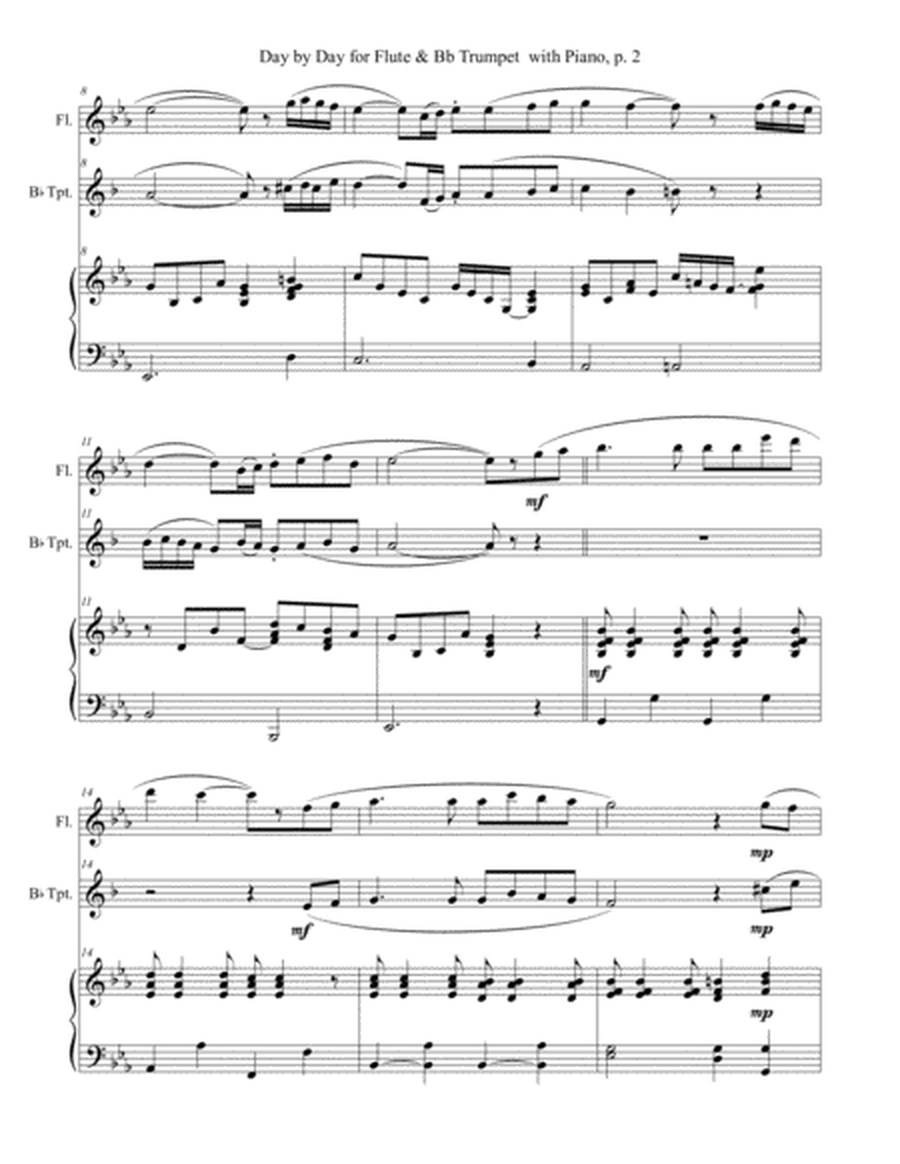 DAY BY DAY (Flute & Bb Trumpet with Piano - Score & Parts included) image number null