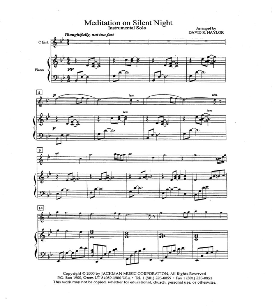 Meditation on Silent Night - Cello Solo Piano scores gallery preview page 2