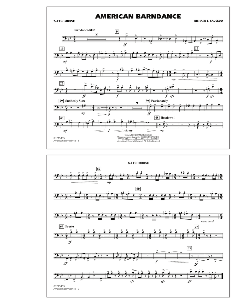 American Barndance - 2nd Trombone Marching Band scores gallery preview page 1
