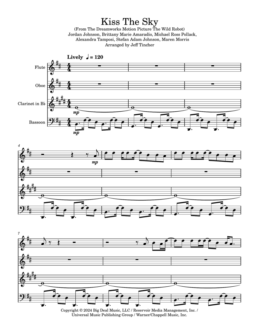 Kiss The Sky Woodwind Quartet scores gallery preview page 2