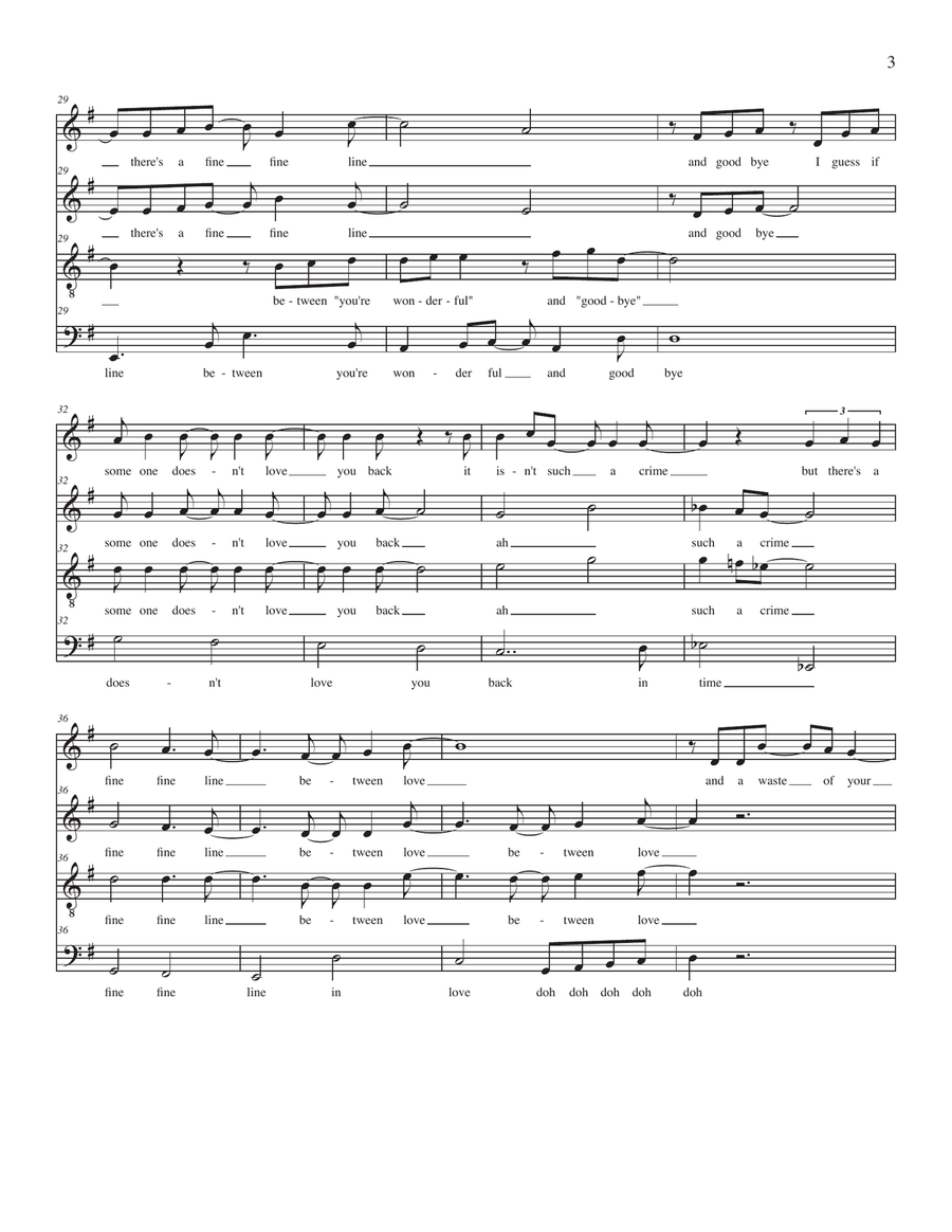There's A Fine, Fine Line 4-Part scores gallery preview page 3