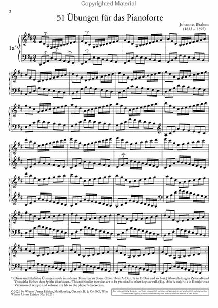 51 Exercises for the Pianoforte with 30 further Exercises, WoO 6 by Johannes Brahms Chamber Music - Sheet Music