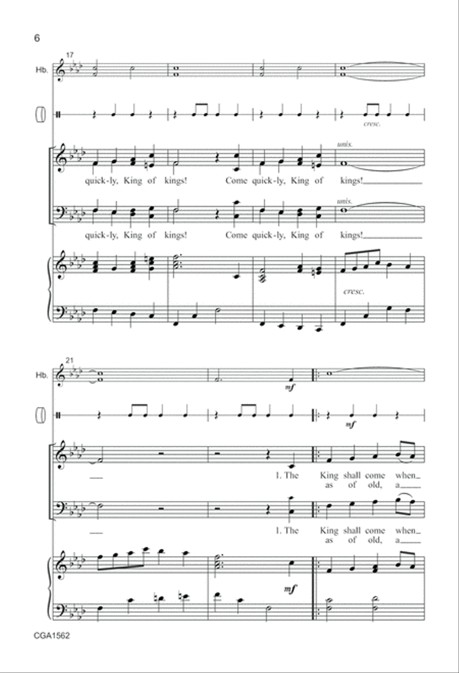 The King Shall Come When Morning Dawns 4-Part scores gallery preview page 6