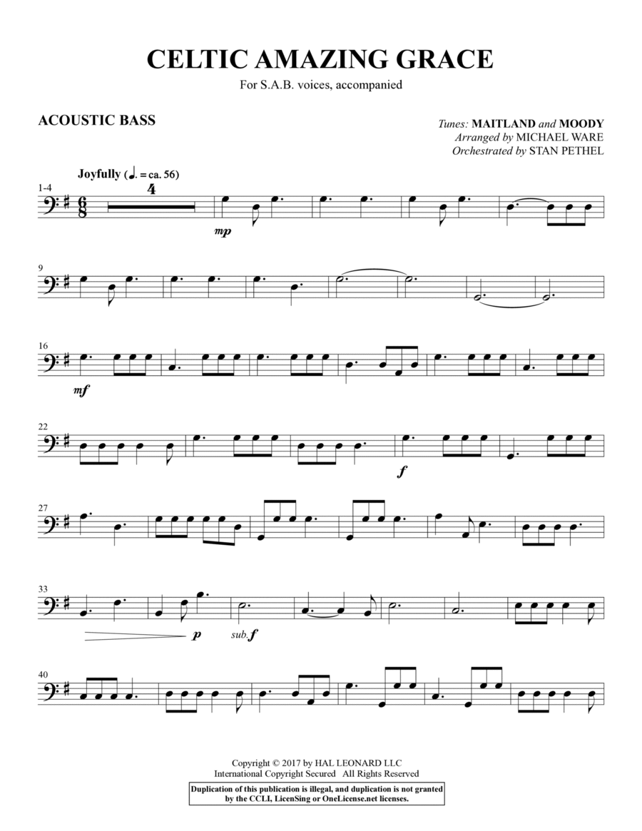Celtic Amazing Grace - Acoustic Bass Choir scores gallery preview page 1