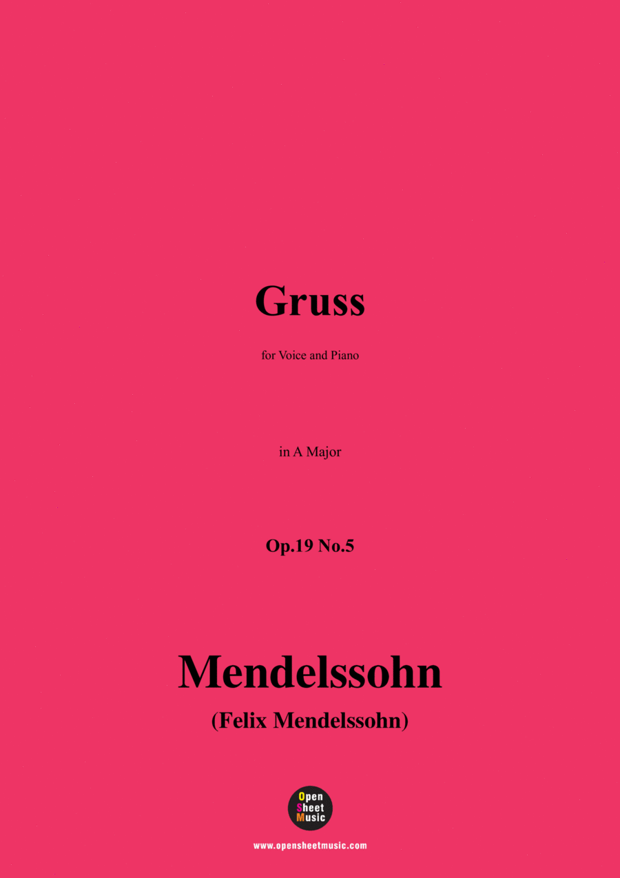 F. Mendelssohn-Gruss,Op.19 No.5,in A Major Voice scores gallery preview page 1