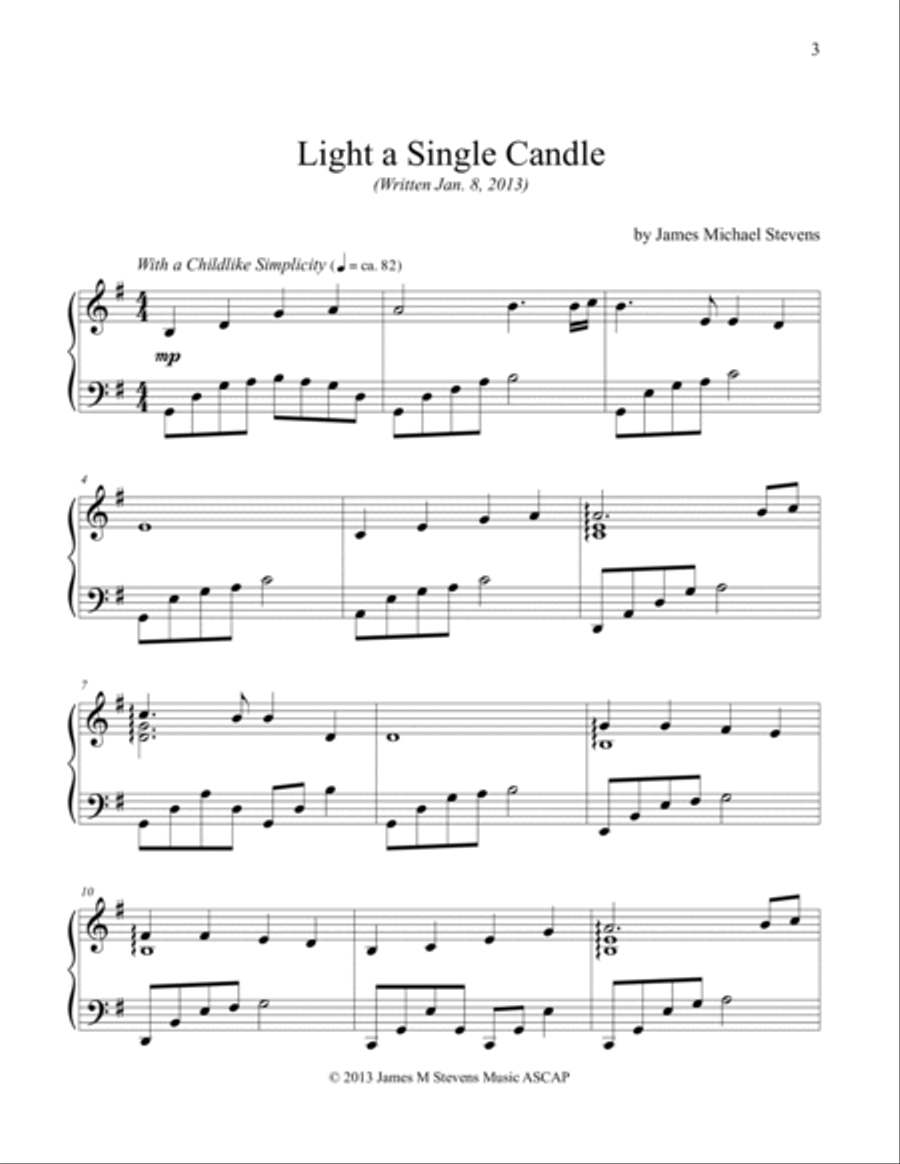 Light a Single Candle Piano Solo scores gallery preview page 3