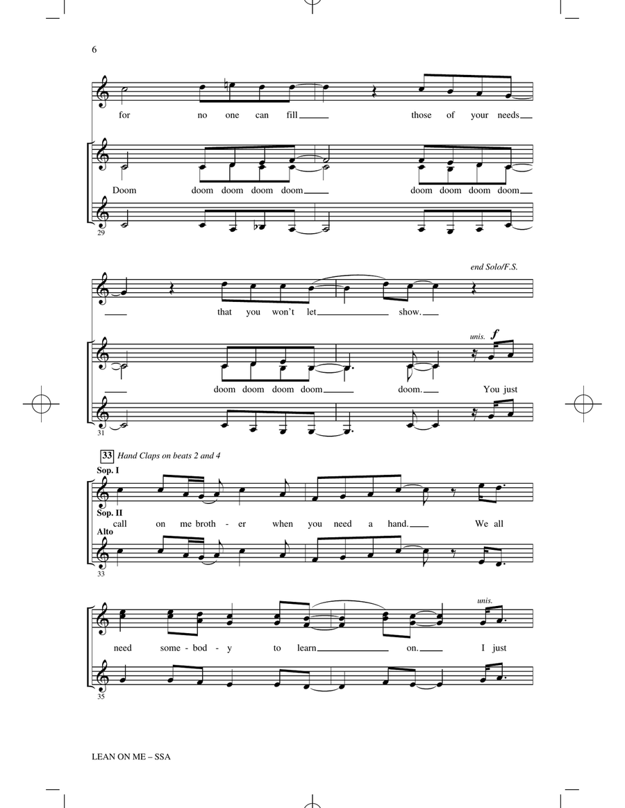 Lean On Me (arr. Mac Huff) SSA scores gallery preview page 5