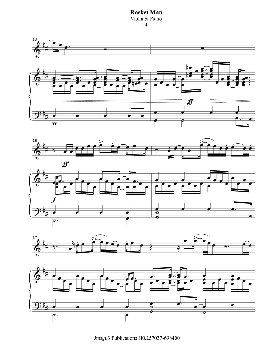 Rocket Man (I Think It's Gonna Be A Long Long Time) Violin Solo scores gallery preview page 5
