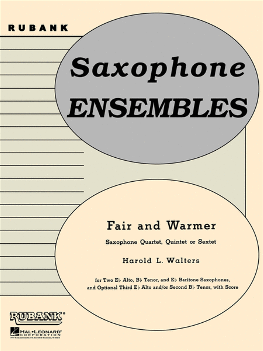 Fair and Warmer by Harold L. Walters Saxophone Quartet - Sheet Music