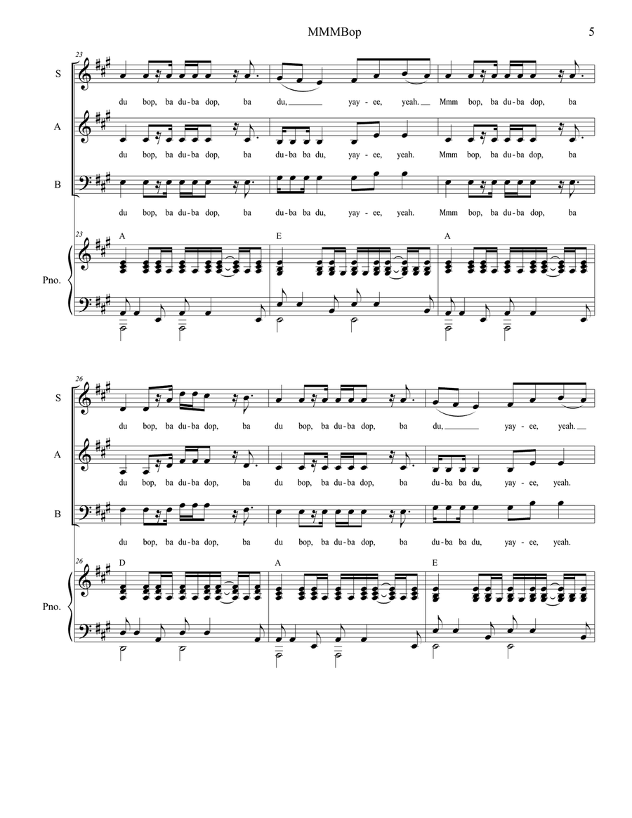 Mmm Bop 3-Part scores gallery preview page 5