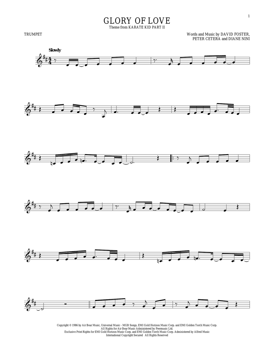 Glory Of Love Trumpet Solo scores gallery preview page 1